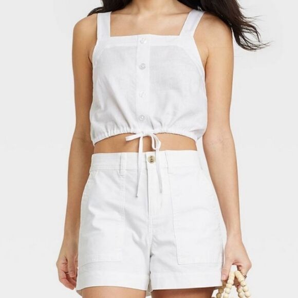 NWT A New Day Women white Tie Front Tank Top Size XXL - Picture 1 of 13